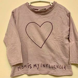 VGUC Zara infant girls “MOM IS MY INFLUENCER” long sleeve shirt sz 18/24m
